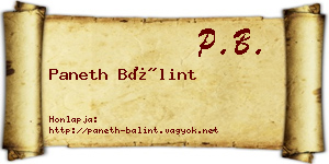 Paneth Bálint névjegykártya